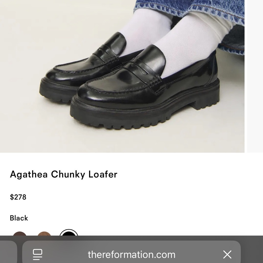 Reformation Agathea Black Chunky Loafers
